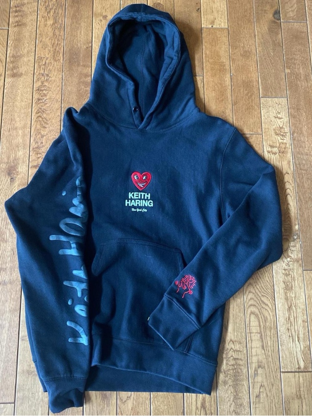 Keith Haring x Shoe Palace Fingers Crossed Crawling Embroidered Hoodie, L
